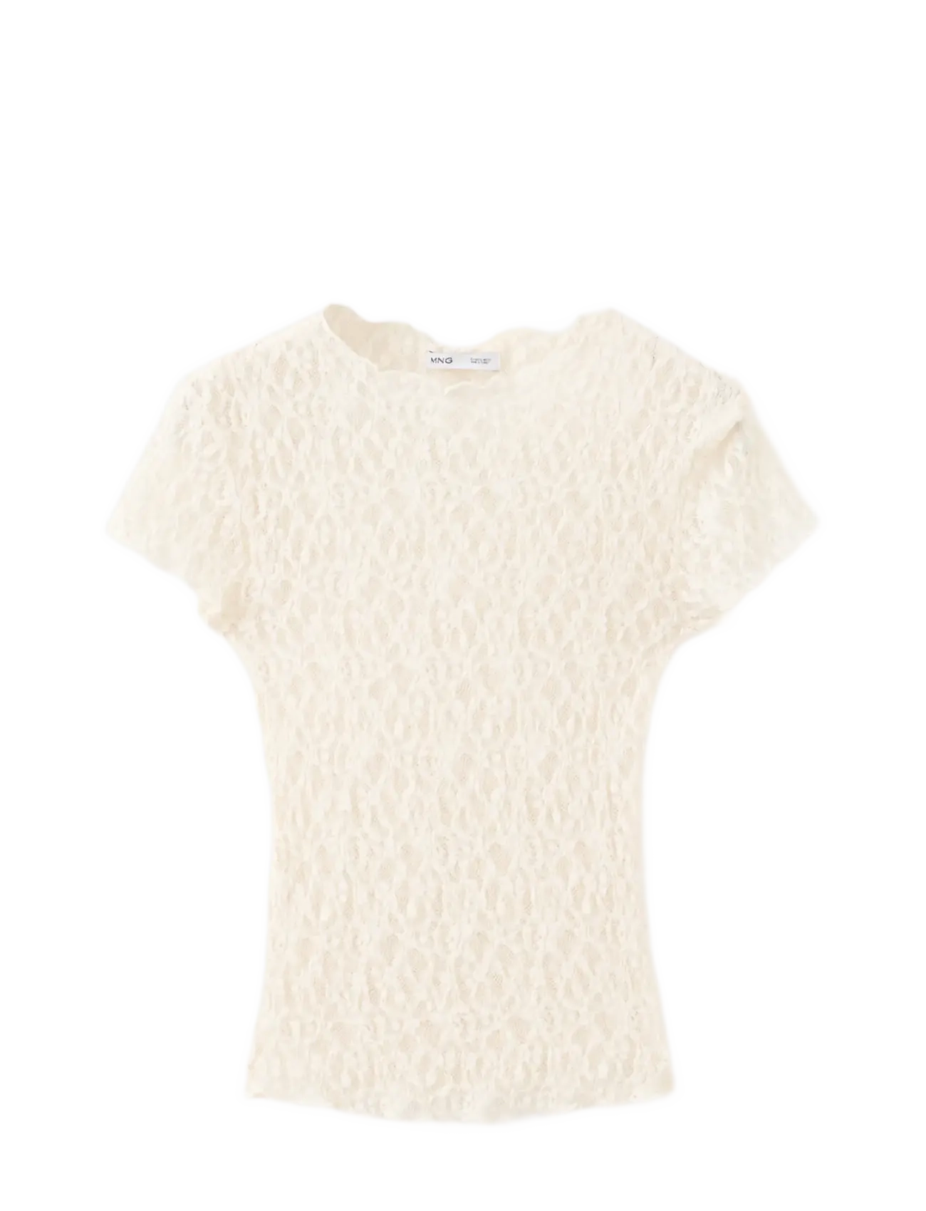 Mango Lace T-shirt - T-shirts & Toppe - LIGHT BEIGE / beige