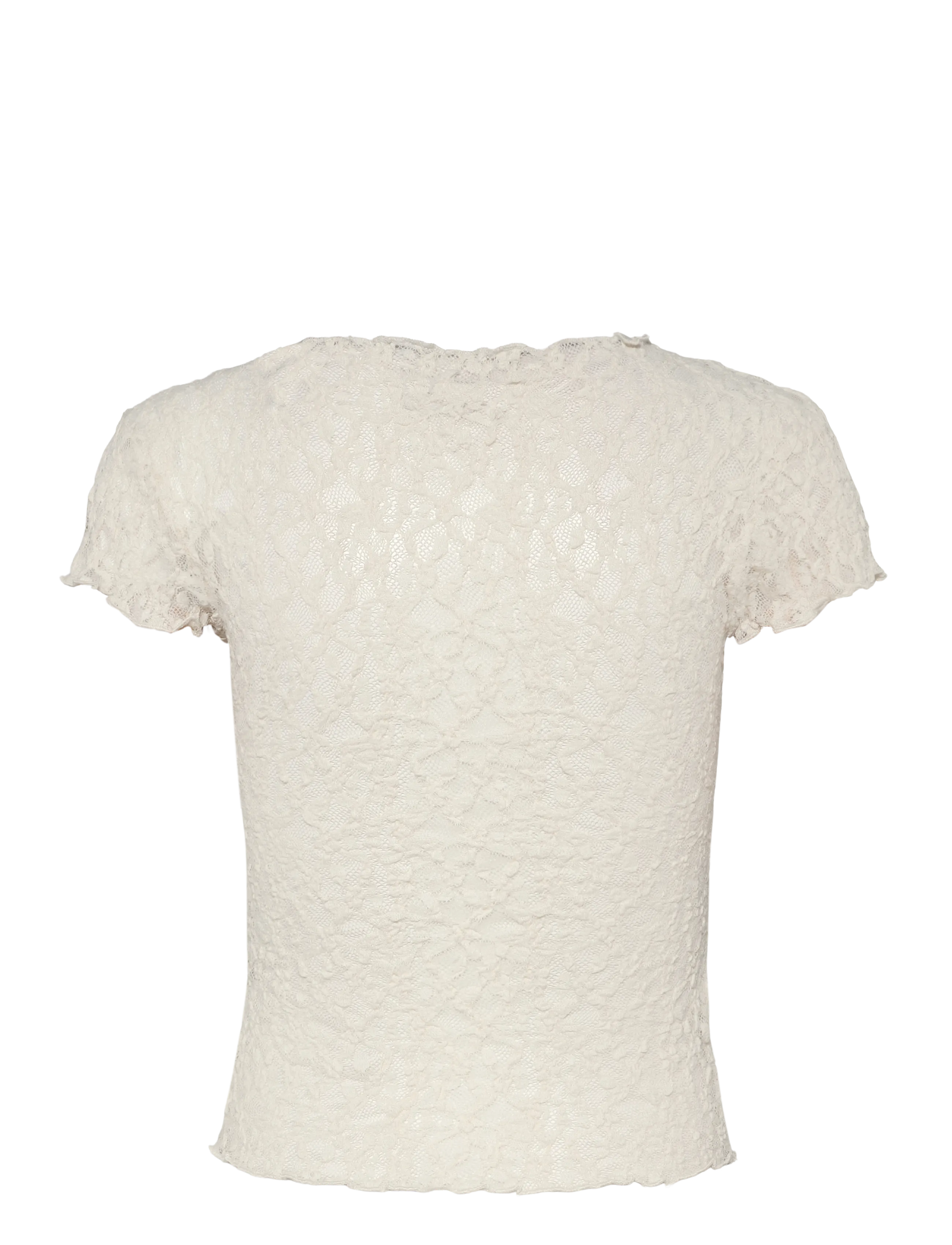 Mango - Lace T-shirt - t-shirts - light beige - 1