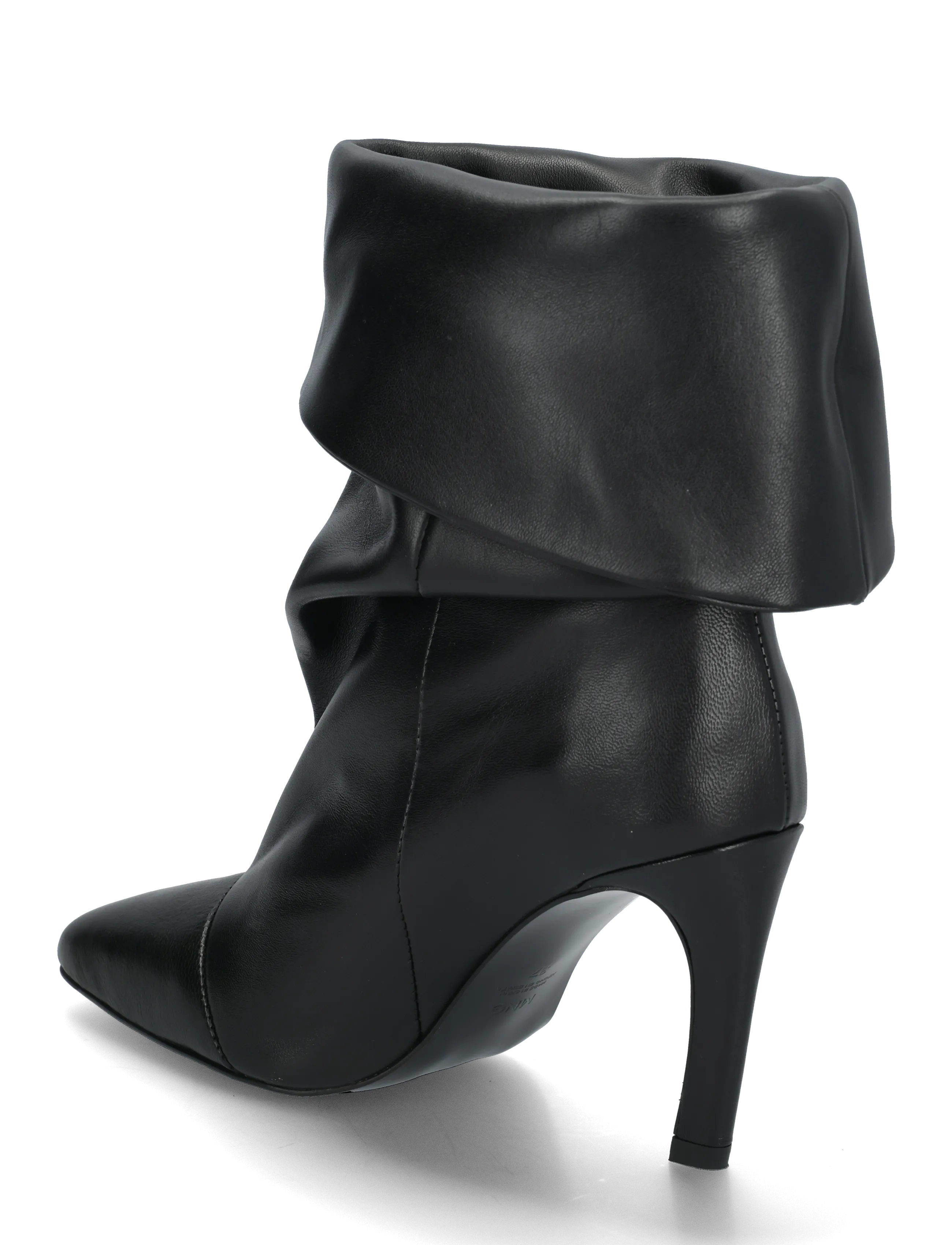 Mango - Ruched leather heeled ankle boot - støvletter - black - 1