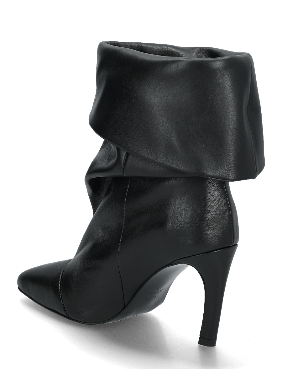Mango - Ruched leather heeled ankle boot - støvletter - black - 1