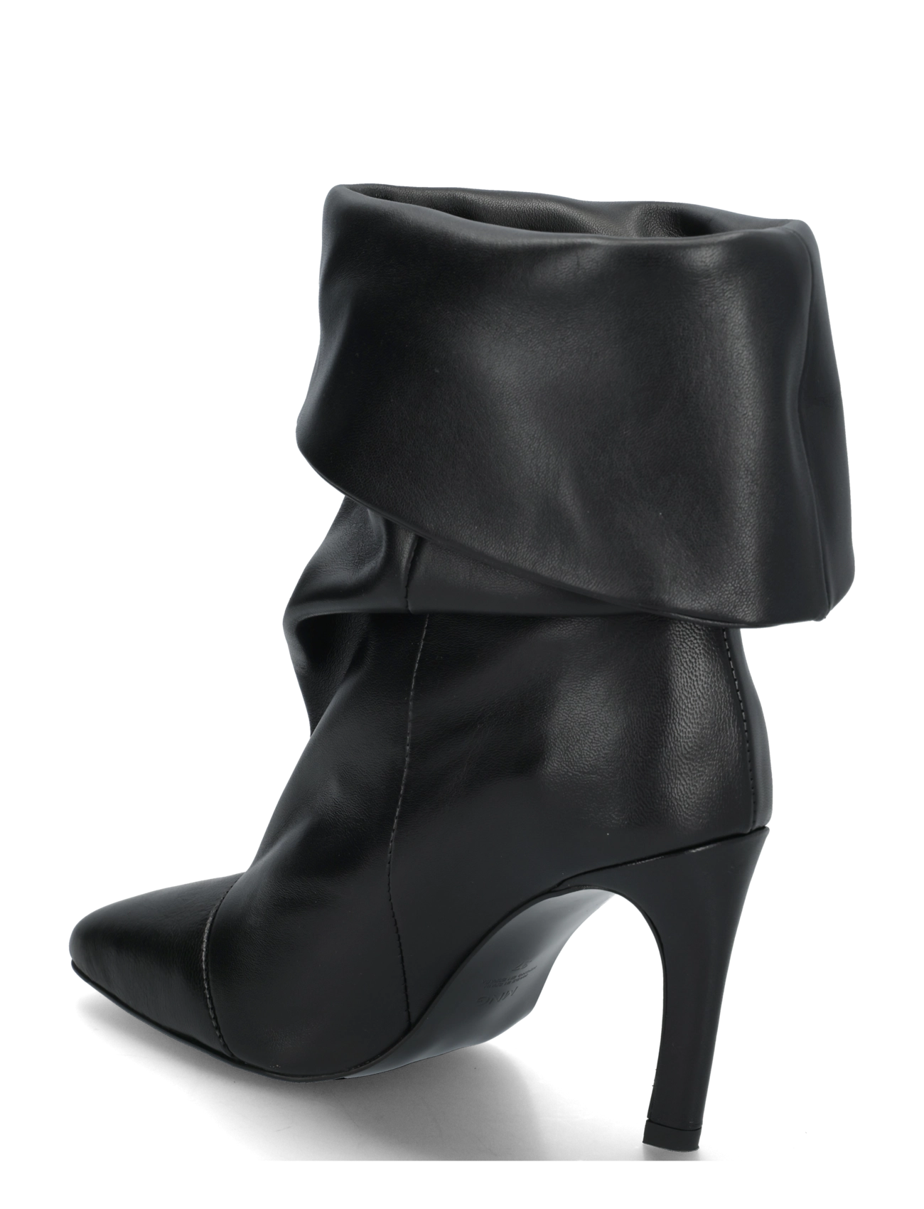 Mango - Ruched leather heeled ankle boot - stövletter - black - 1