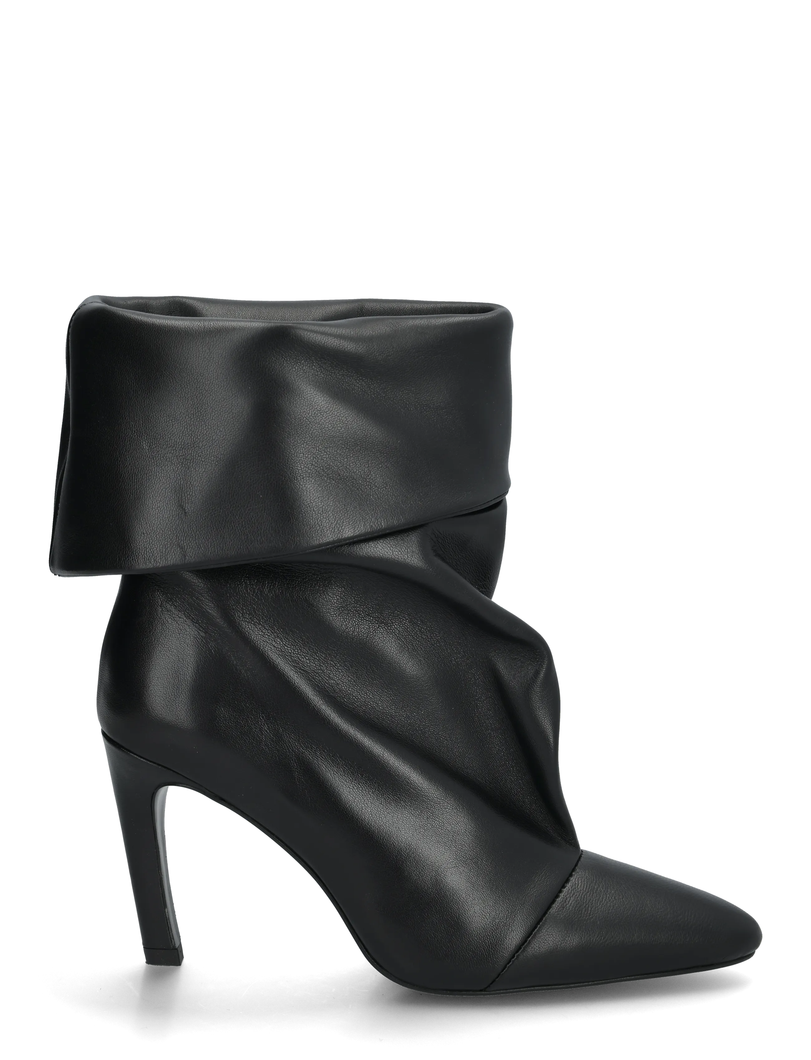 Mango - Ruched leather heeled ankle boot - støvletter - black - 2