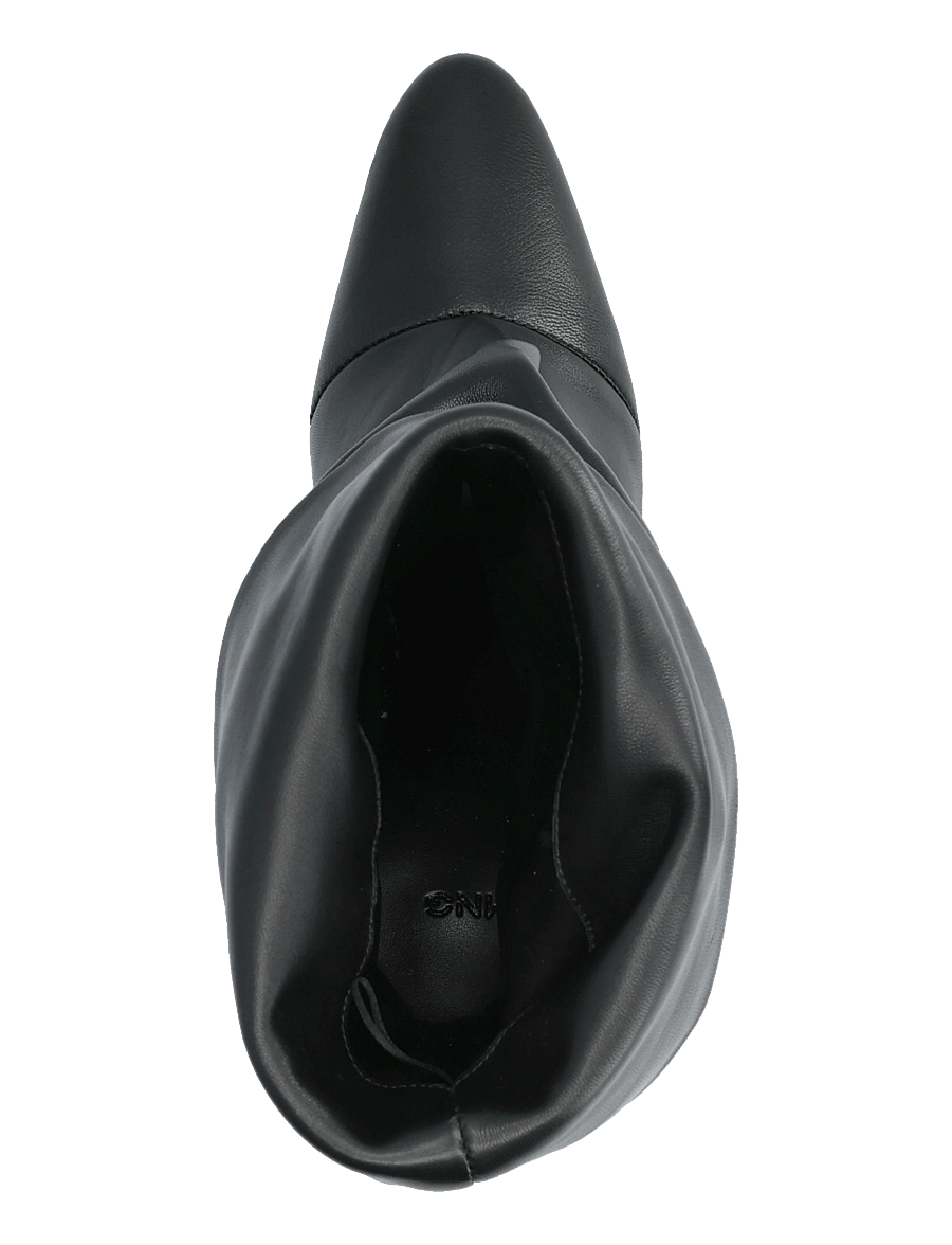 Mango - Ruched leather heeled ankle boot - stövletter - black - 3