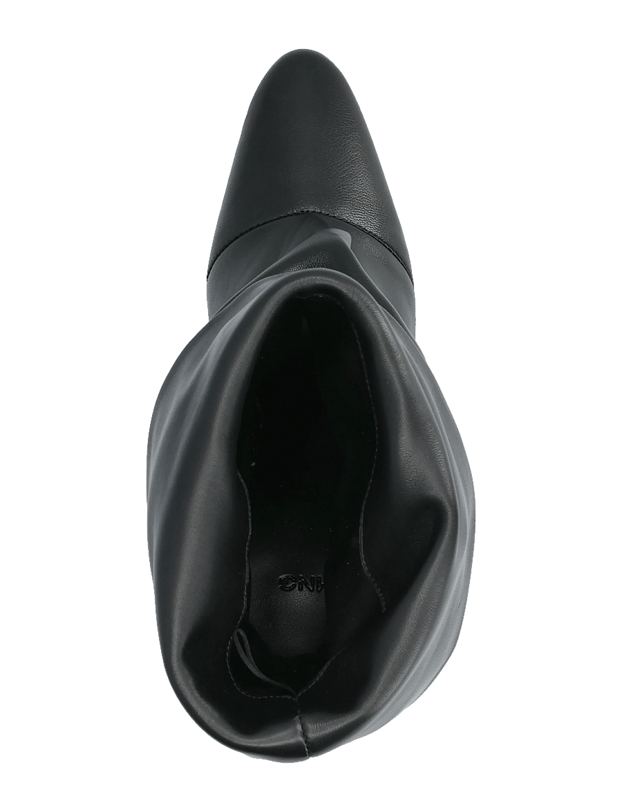Mango - Ruched leather heeled ankle boot - støvletter - black - 3
