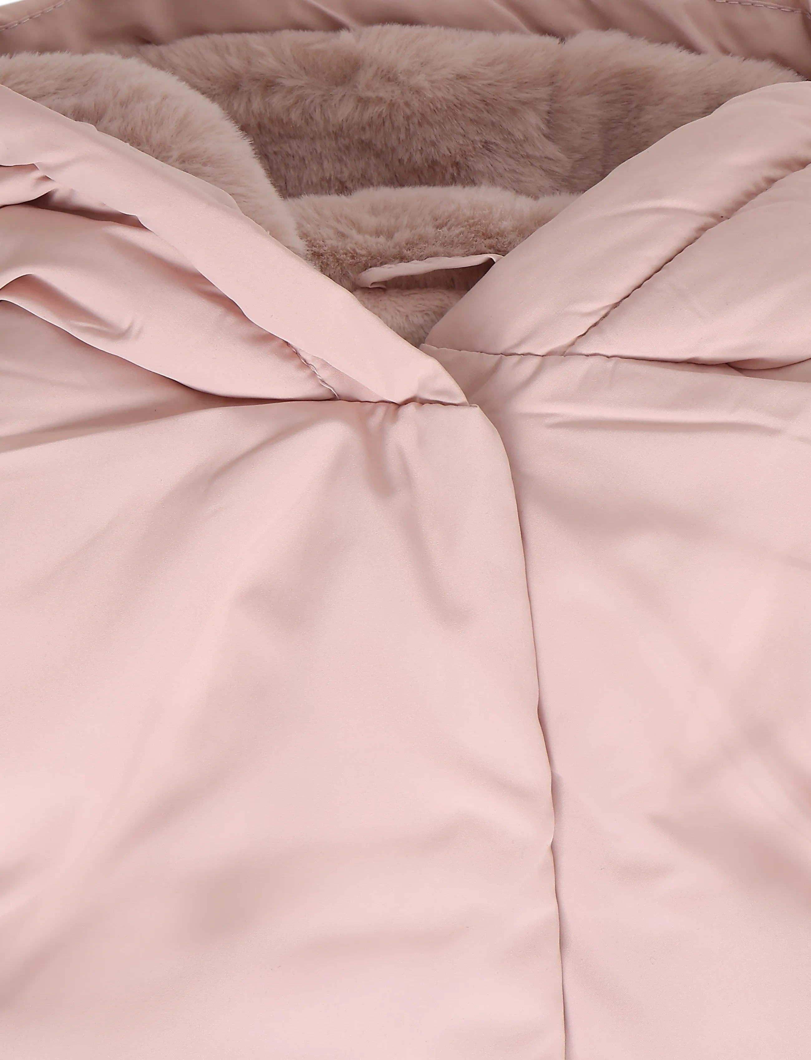 Mango - Fur-effect quilted coat - pink - 2