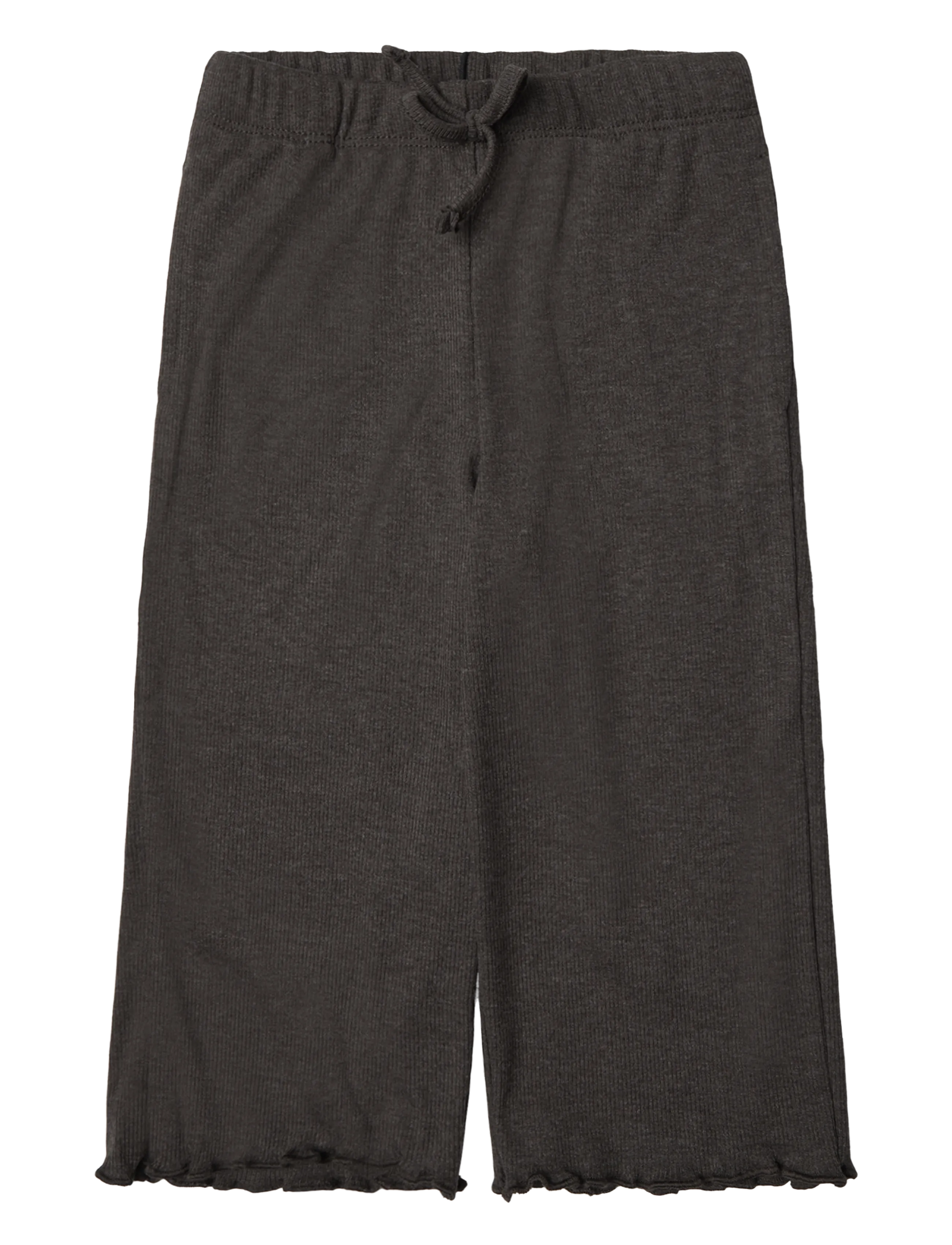 Mango Scalloped-detail knit trousers - Mjukisbyxor - DARK BROWN / brown