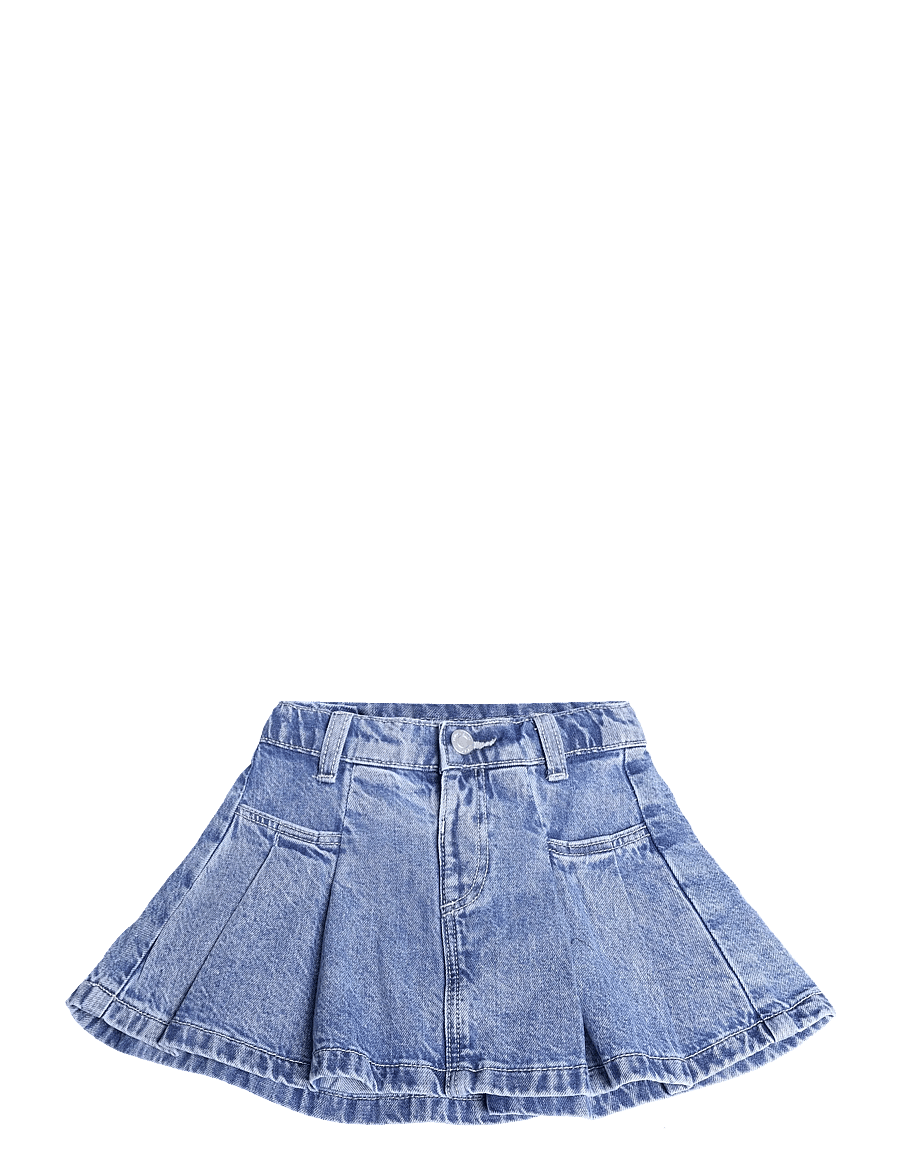 Mango - Pleated denim skirt - korte nederdele - open blue - 0