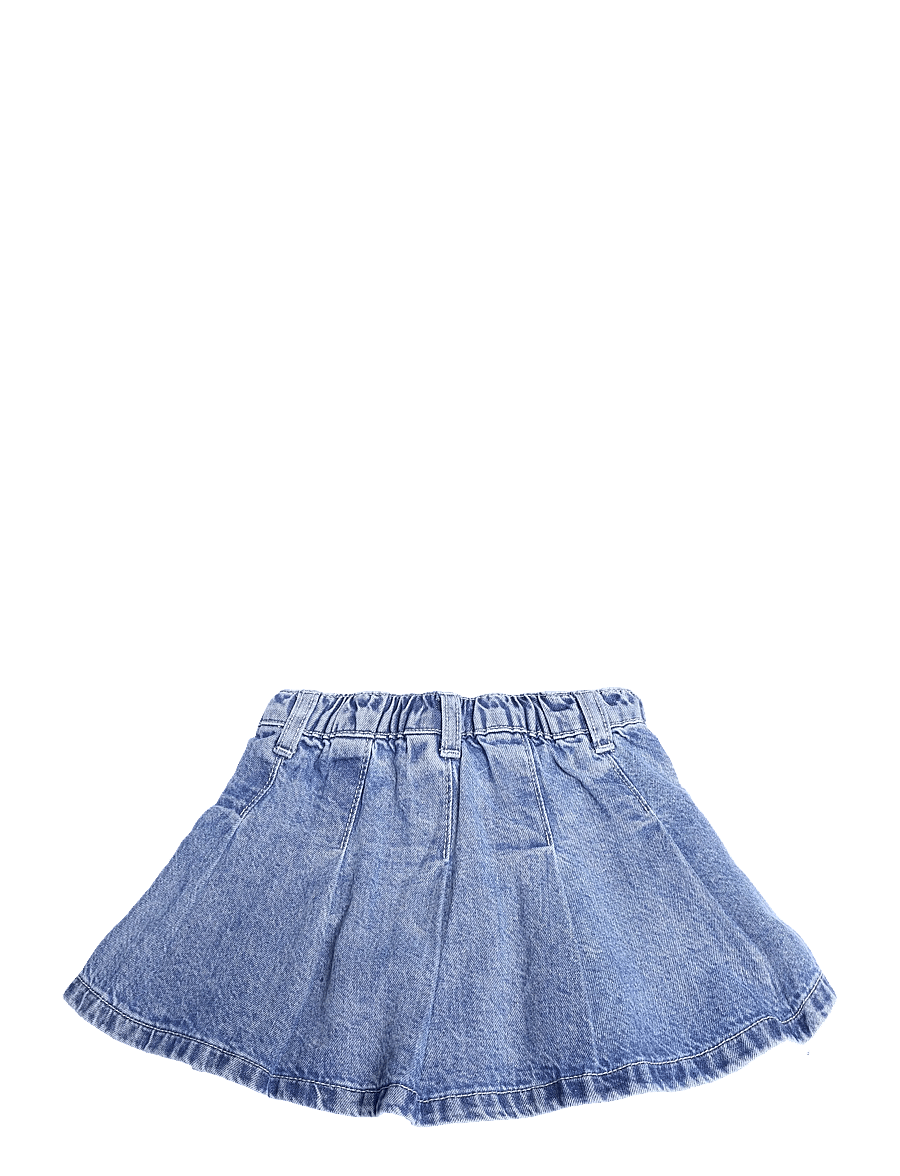 Mango - Pleated denim skirt - korte nederdele - open blue - 1