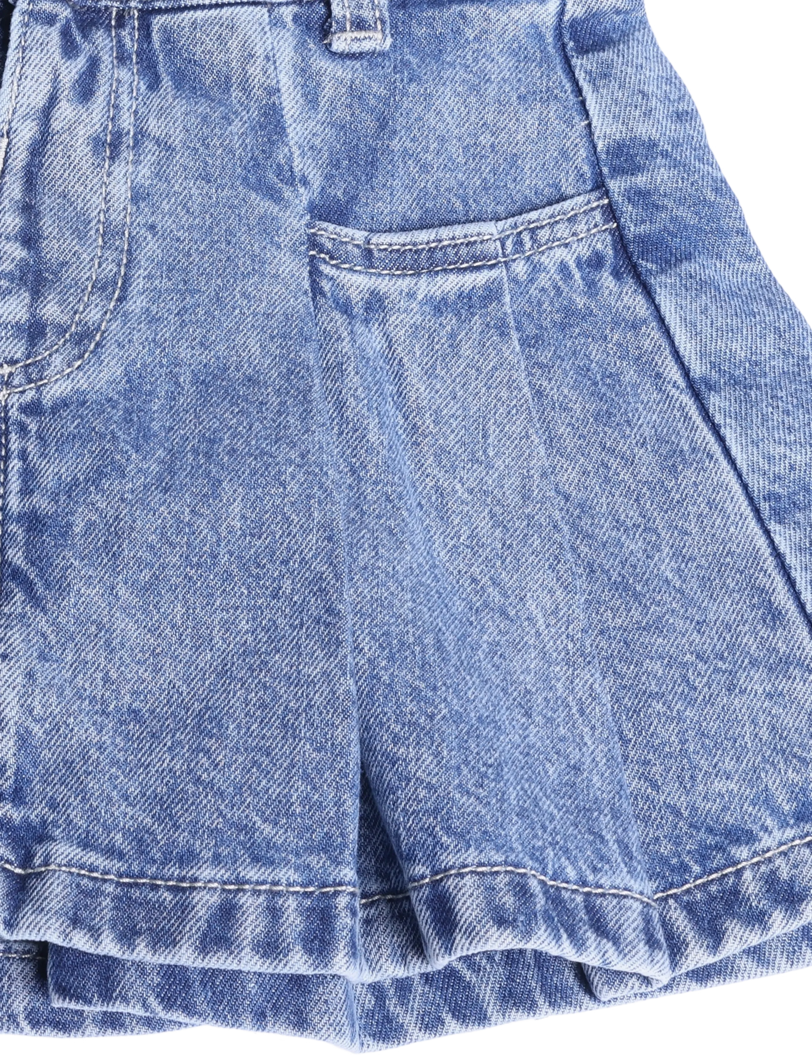 Mango - Pleated denim skirt - korte nederdele - open blue - 3
