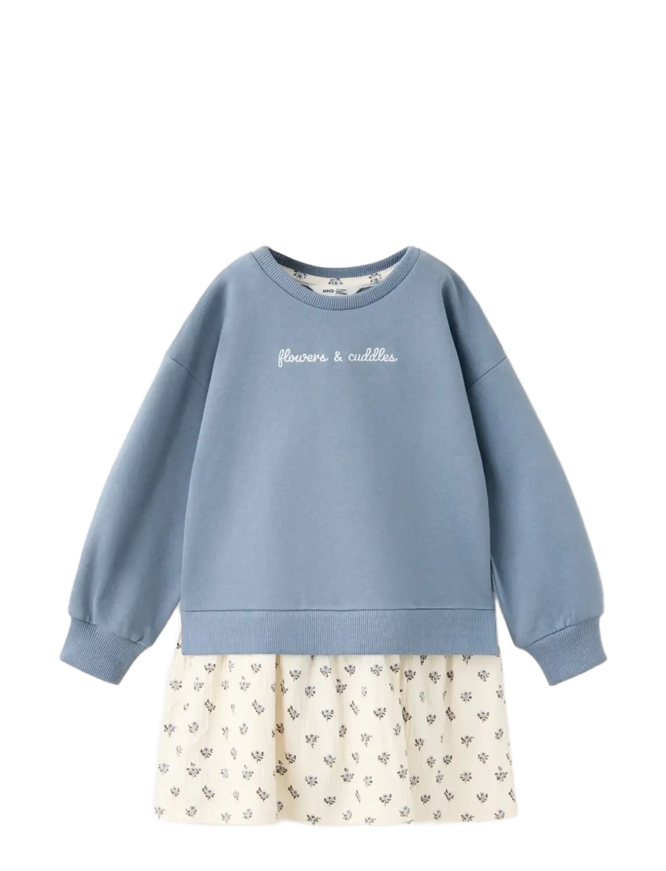 Mango - Floral sweatshirt dress - långärmade babyklänningar - medium blue - 1