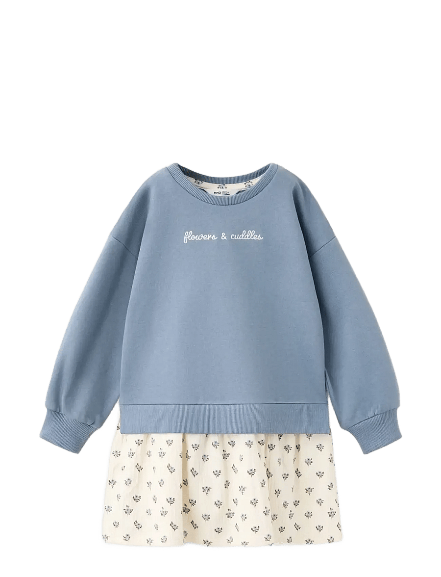 Mango - Floral sweatshirt dress - långärmade babyklänningar - medium blue - 1