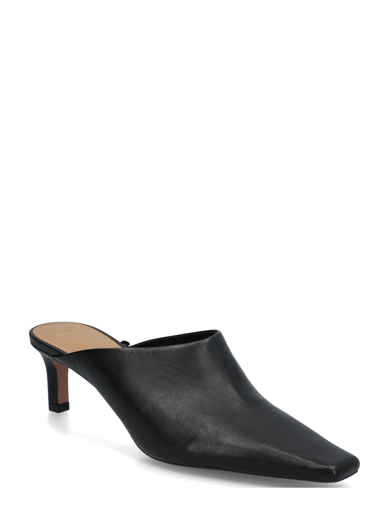 Mango Heeled Leather Shoes, Kvinder, Hælet Mule, Sort, Str: 38
