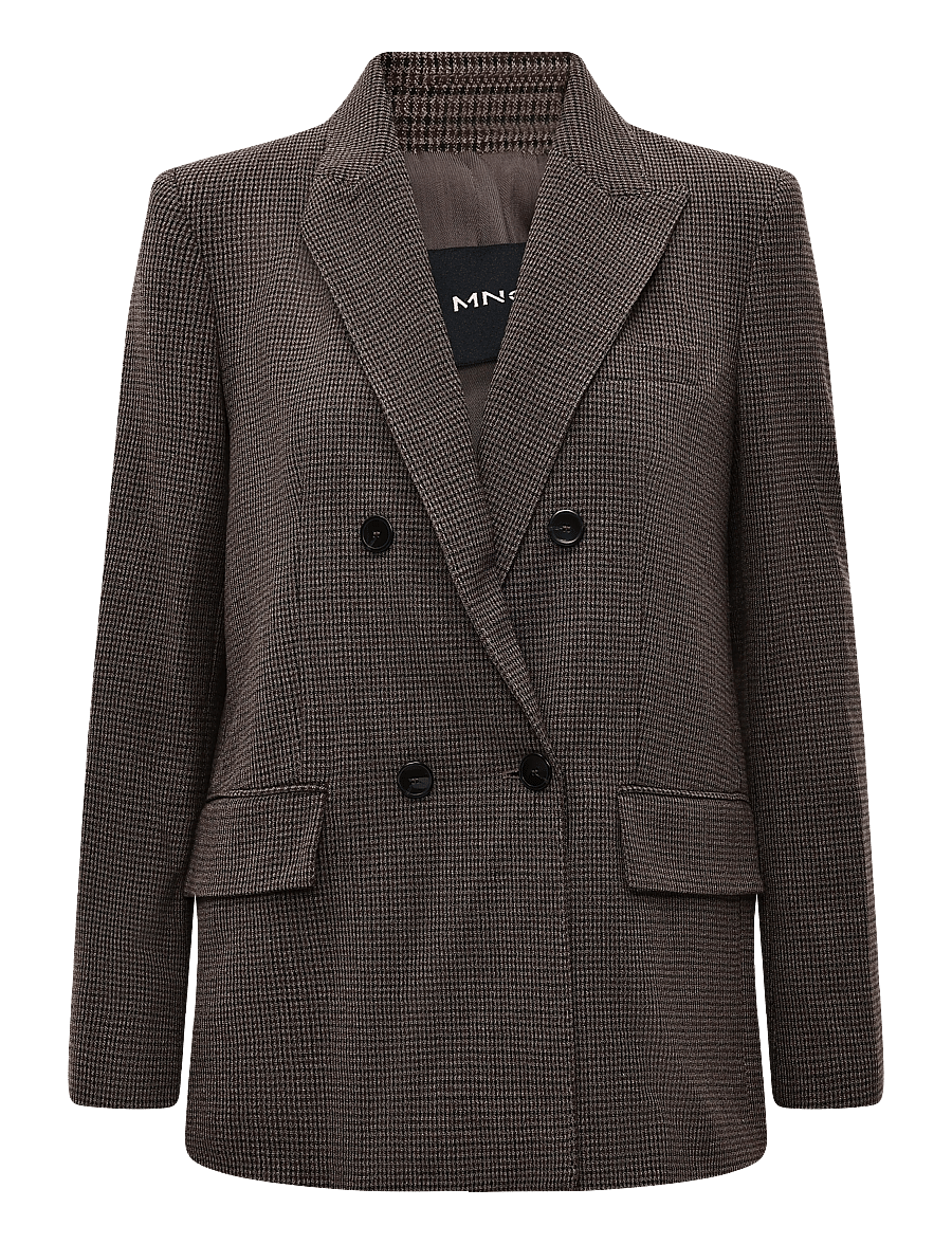 Mango - Double-breasted suit blazer - dubbelknäppta kavajer - dark brown - 0