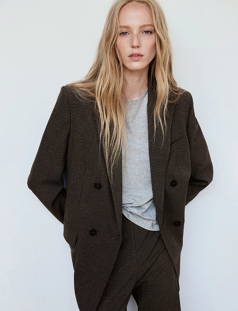 Mango - Double-breasted suit blazer - dobbeltradede blazere - dark brown - 0