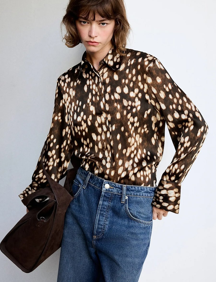 Mango - Straight Bambi shirt - långärmade skjortor - brown - 0