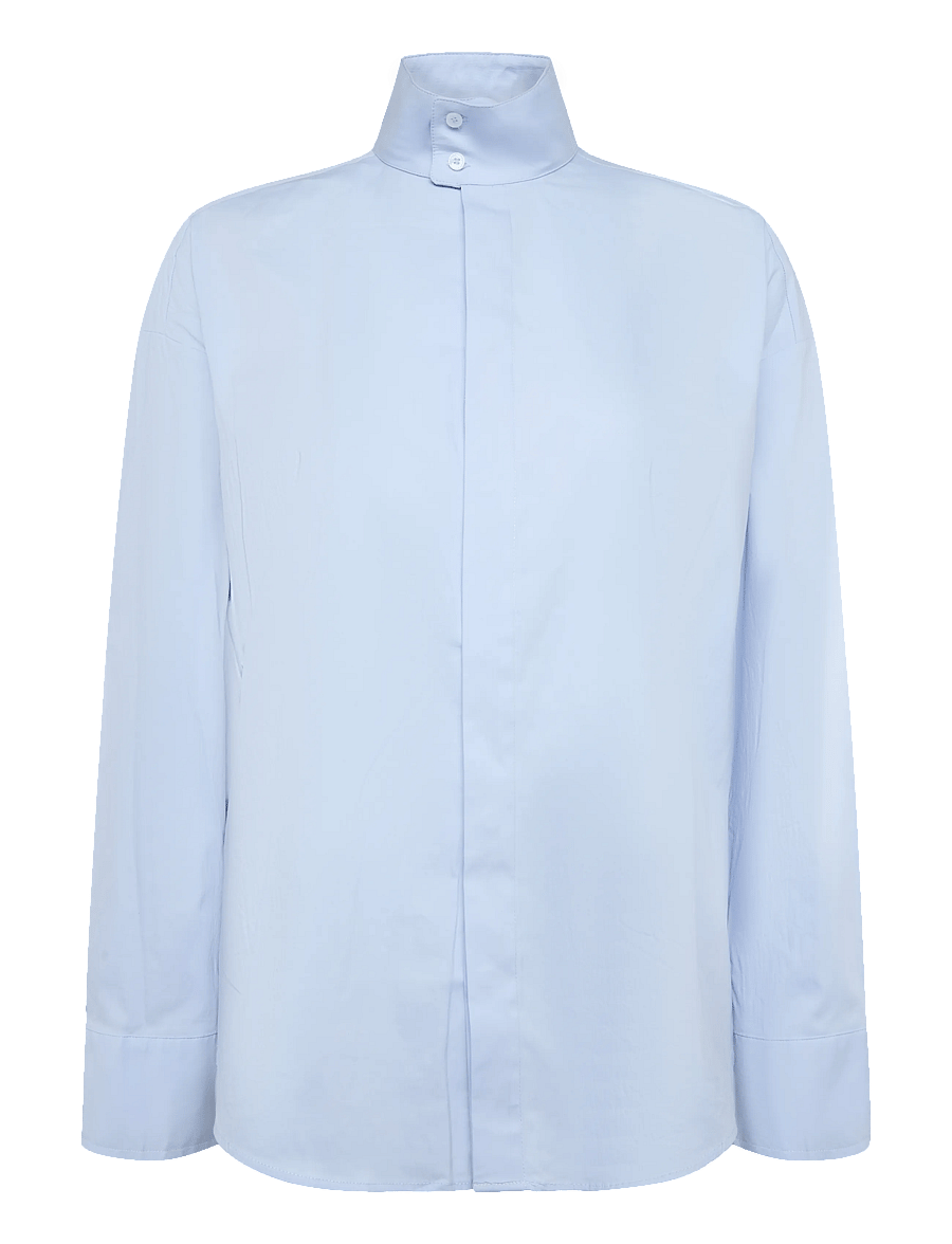 Mango - Oversized funnel-neck shirt - overshirts - medium blue - 0
