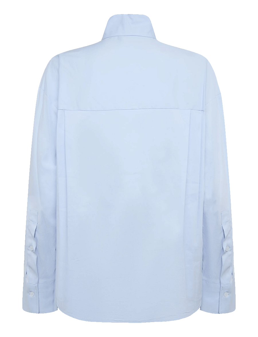 Mango - Oversized funnel-neck shirt - overshirts - medium blue - 1