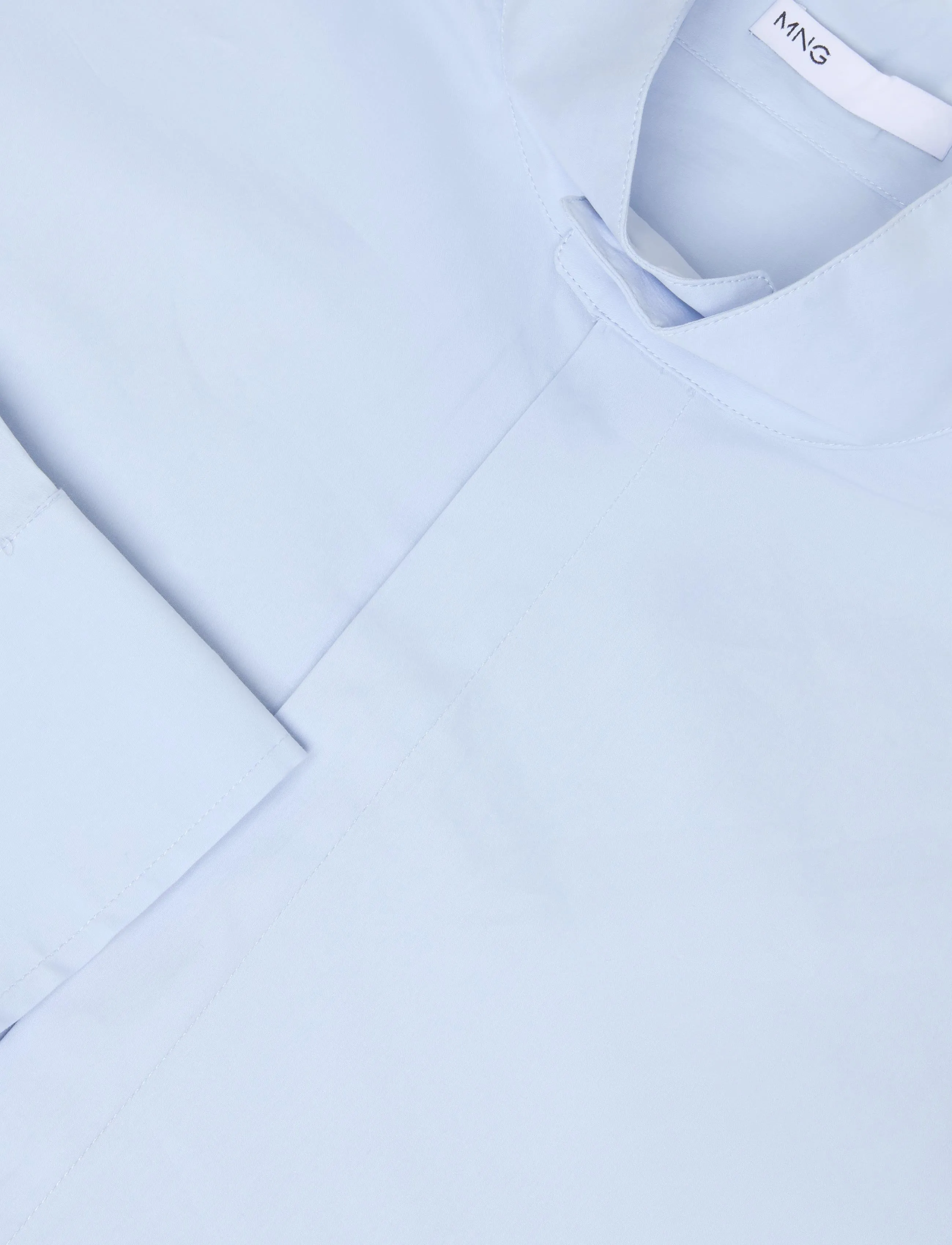 Mango - Oversized funnel-neck shirt - overshirts - medium blue - 2