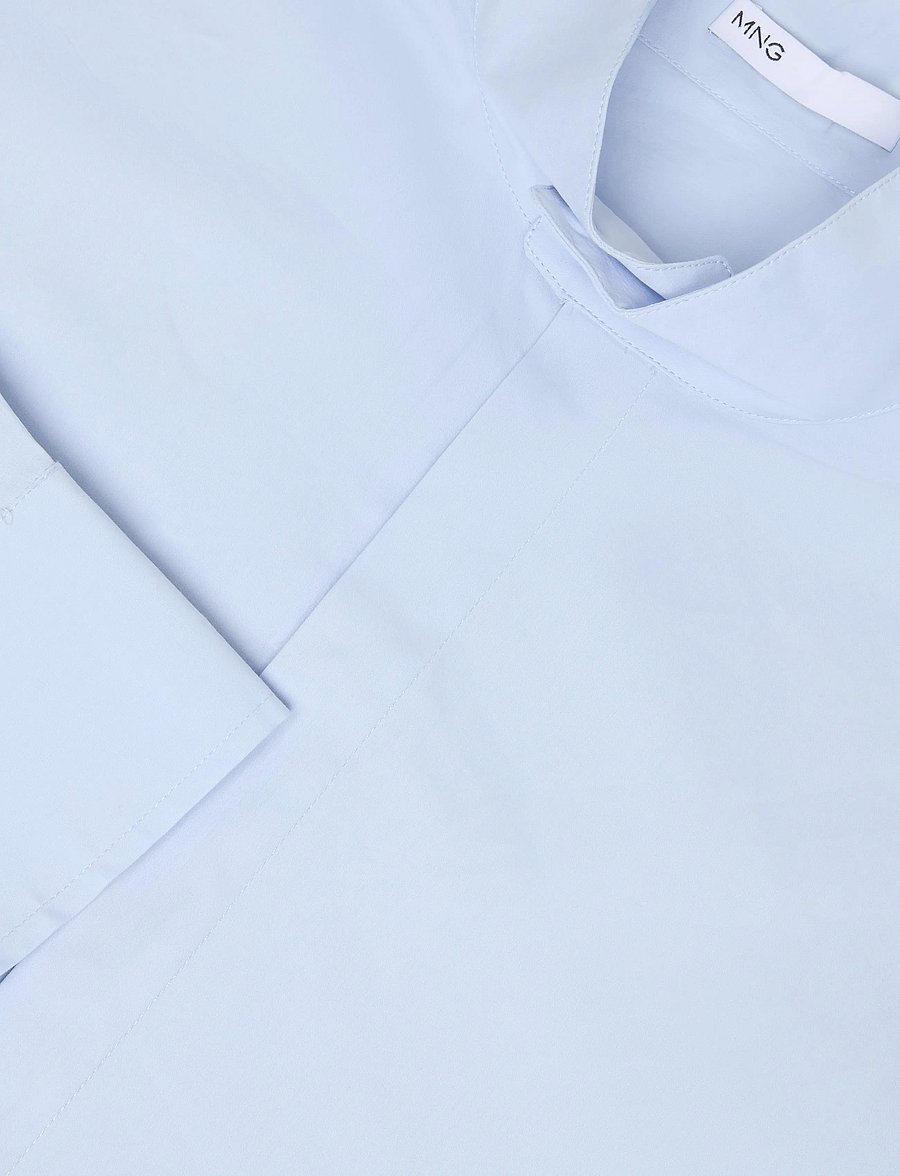 Mango - Oversized funnel-neck shirt - overshirts - medium blue - 2