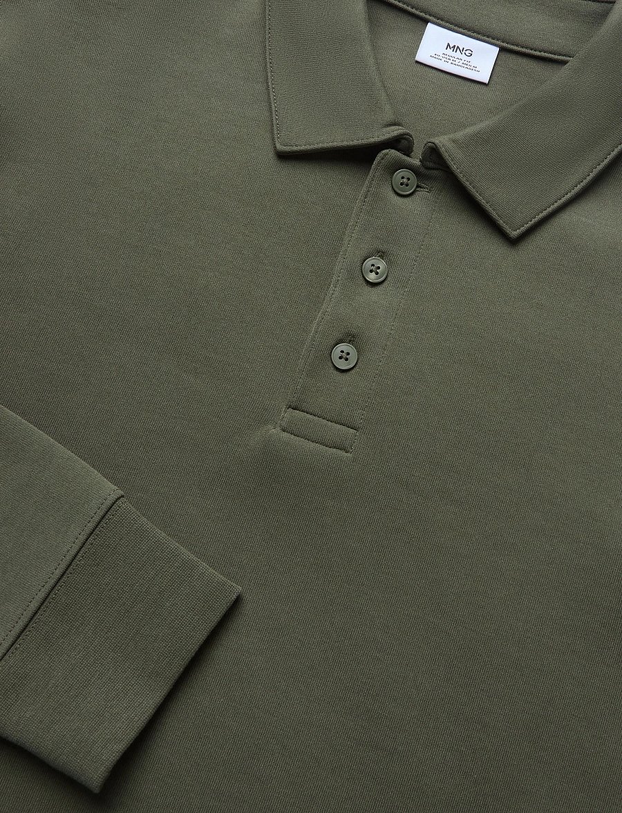 Mango - Regular fit polo-neck sweatshirt - langærmede poloer - beige - khaki - 4