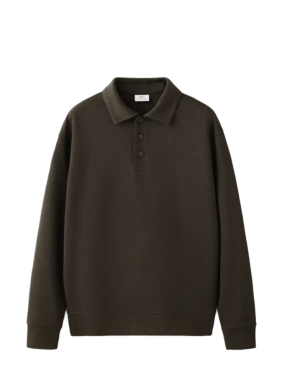 Mango - Regular fit polo-neck sweatshirt - långärmade stickade pikétröjor - brown - 1