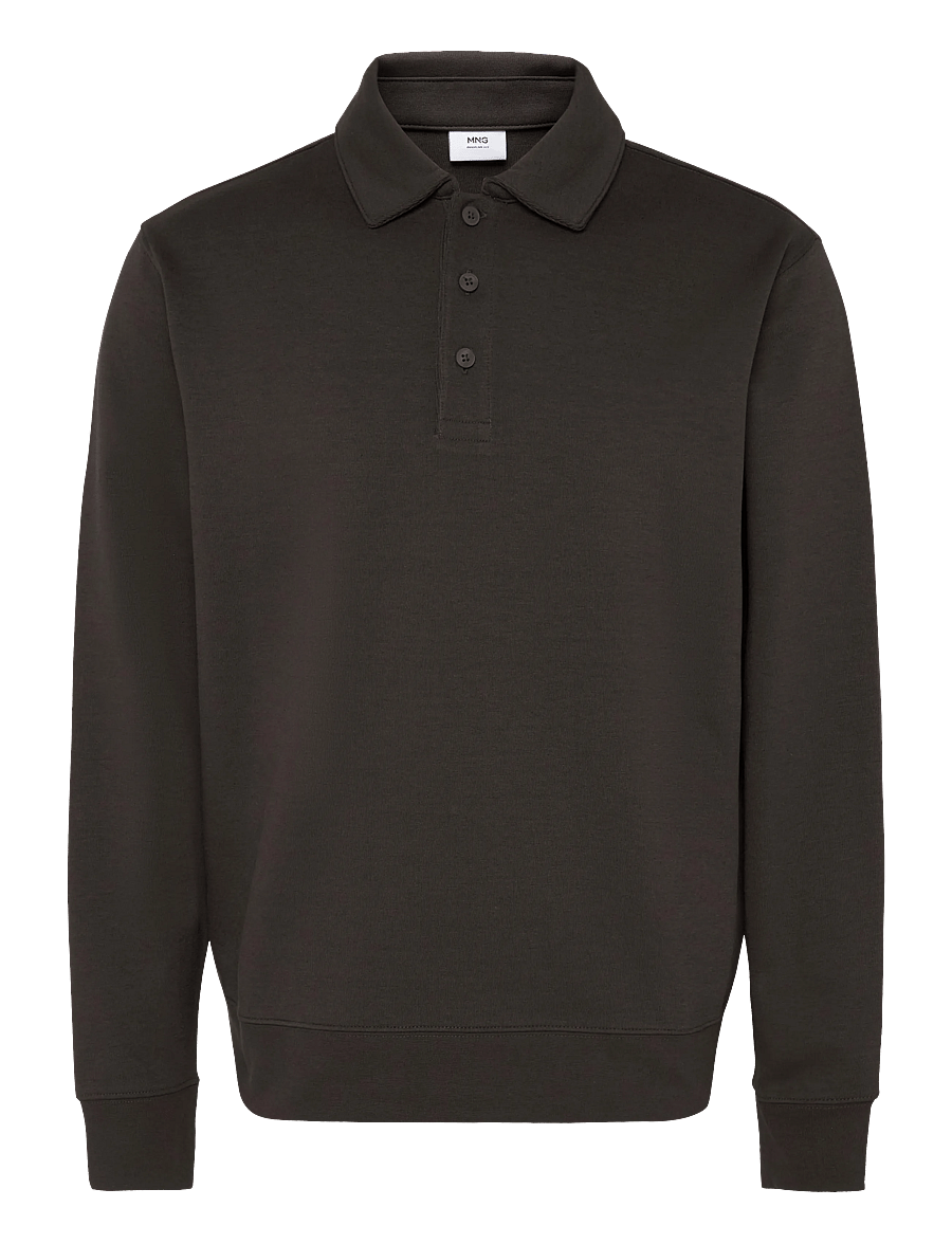 Mango - Regular fit polo-neck sweatshirt - langærmede poloer - brown - 1
