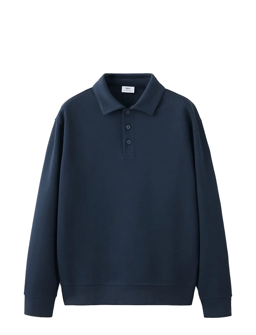 Mango - Regular fit polo-neck sweatshirt - langærmede poloer - dark blue - 1