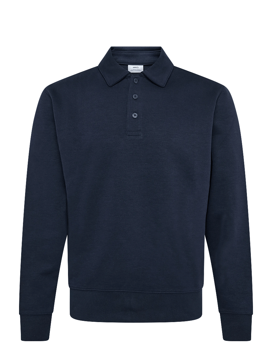 Mango - Regular fit polo-neck sweatshirt - langærmede poloer - dark blue - 1
