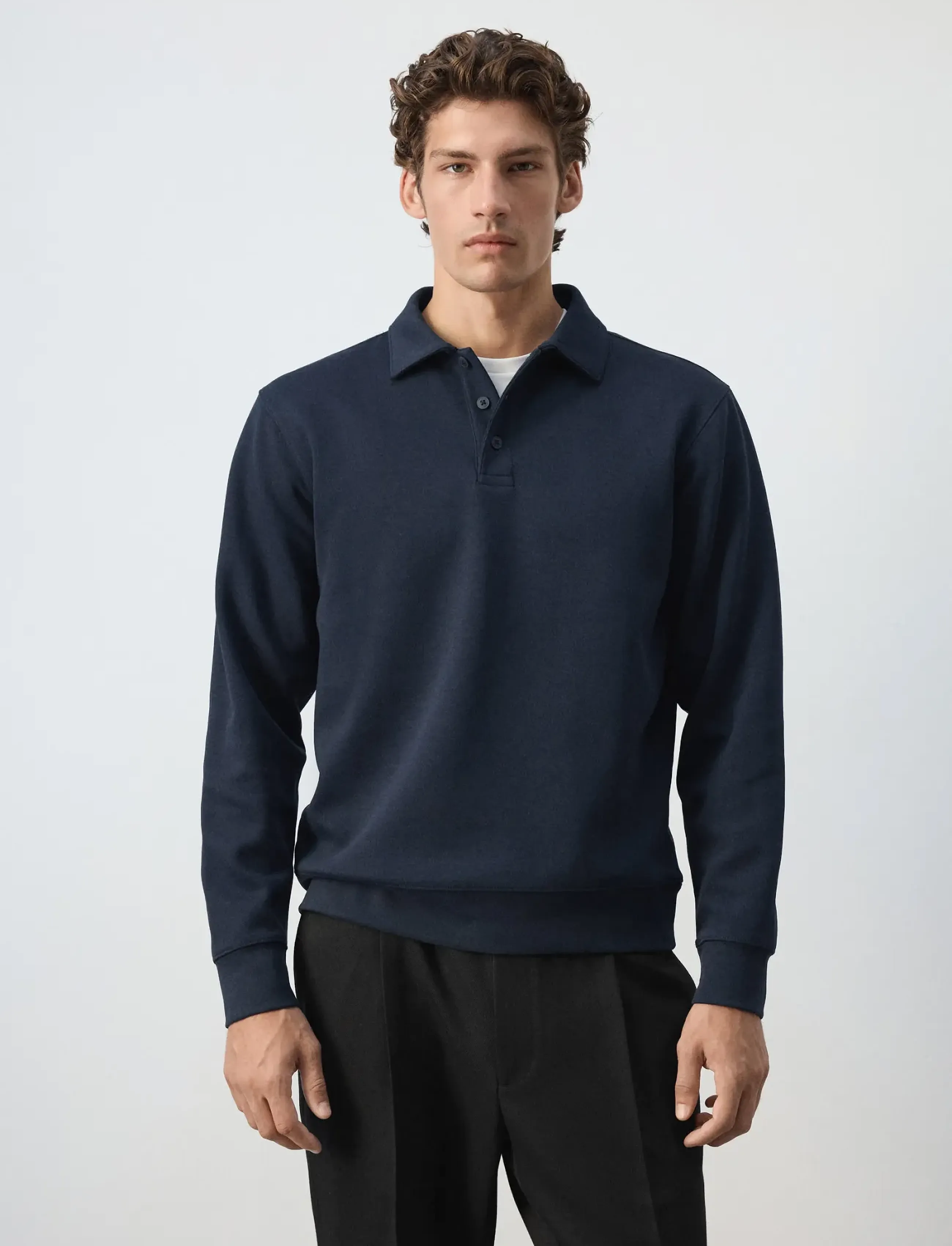Mango Regular fit polo-neck sweatshirt - Tøj - DARK BLUE / navy