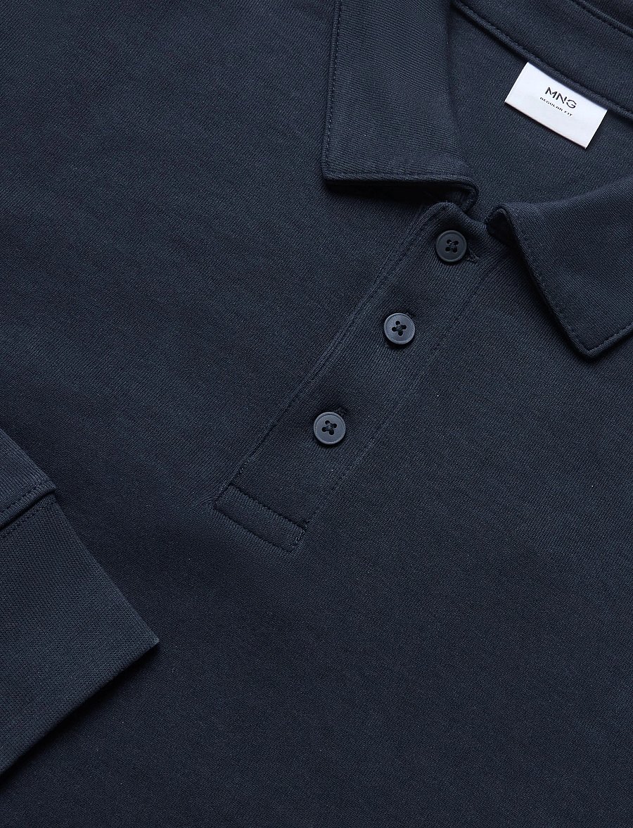 Mango - Regular fit polo-neck sweatshirt - langærmede poloer - dark blue - 4