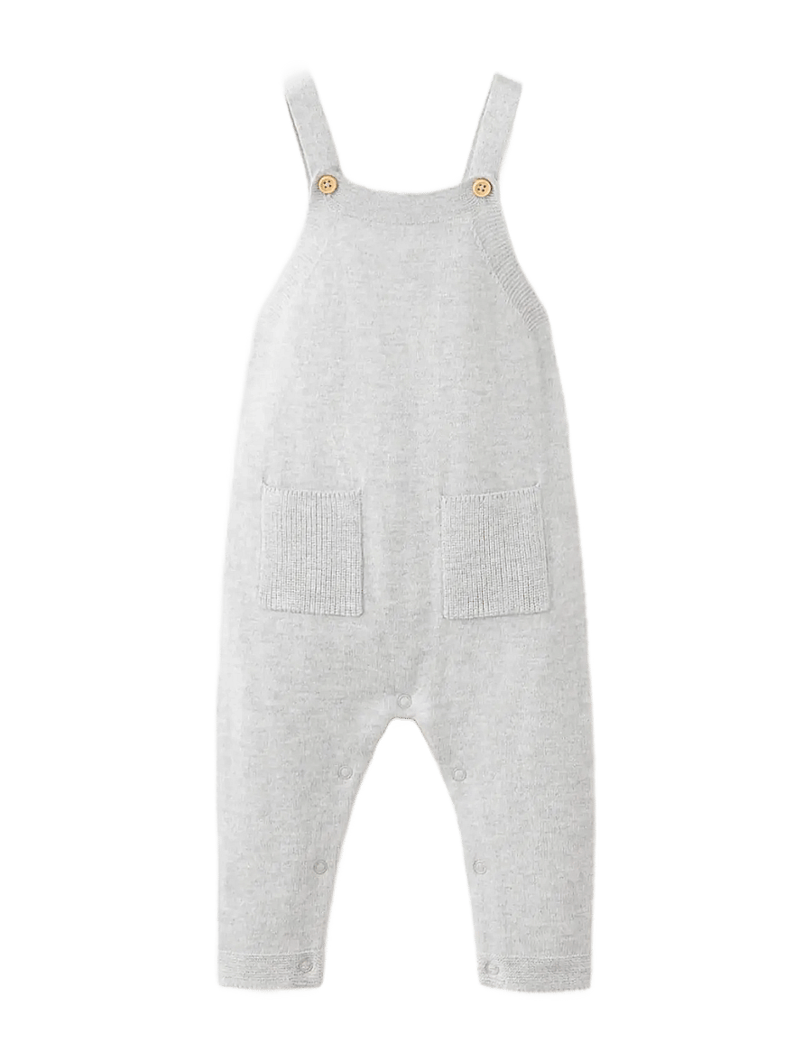 Mango - Long knitted dungarees with pockets - byxdress - medium grey - 0