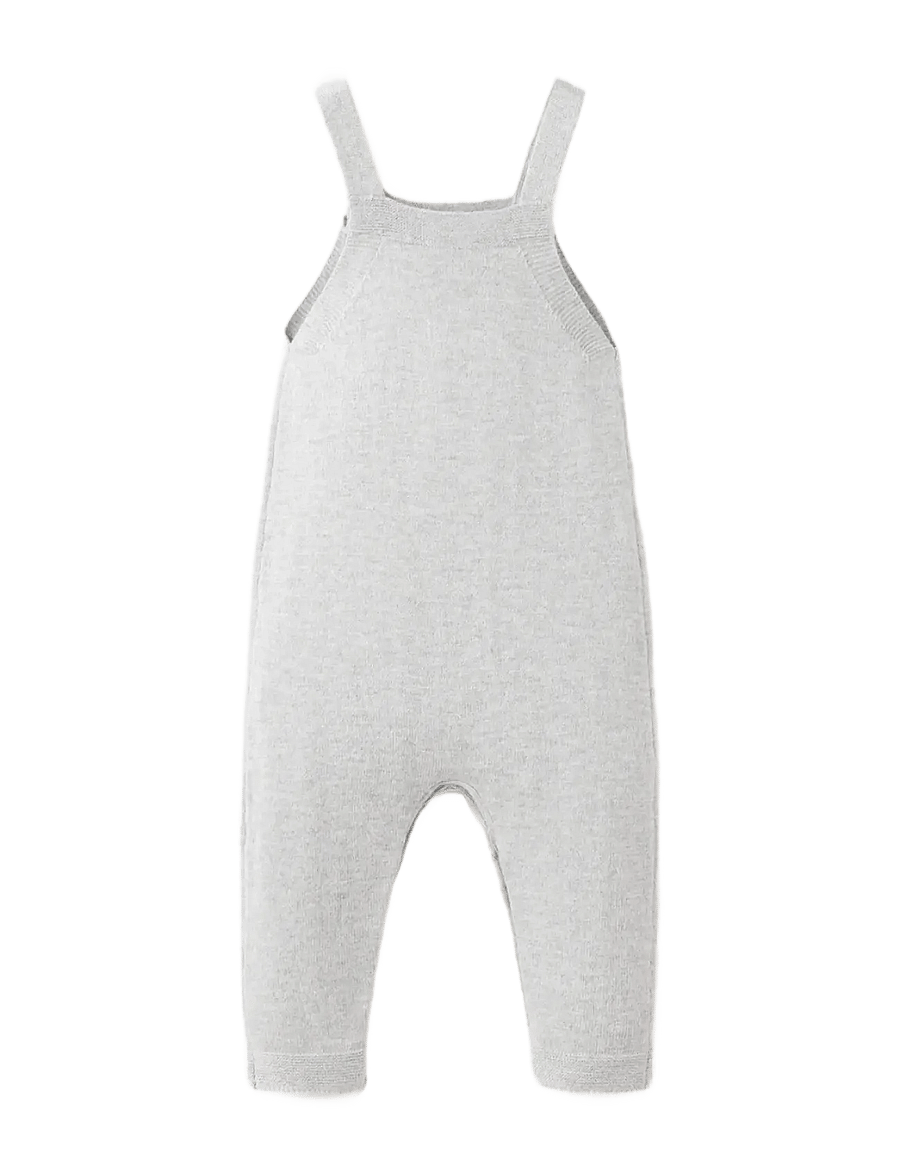 Mango - Long knitted dungarees with pockets - byxdress - medium grey - 1