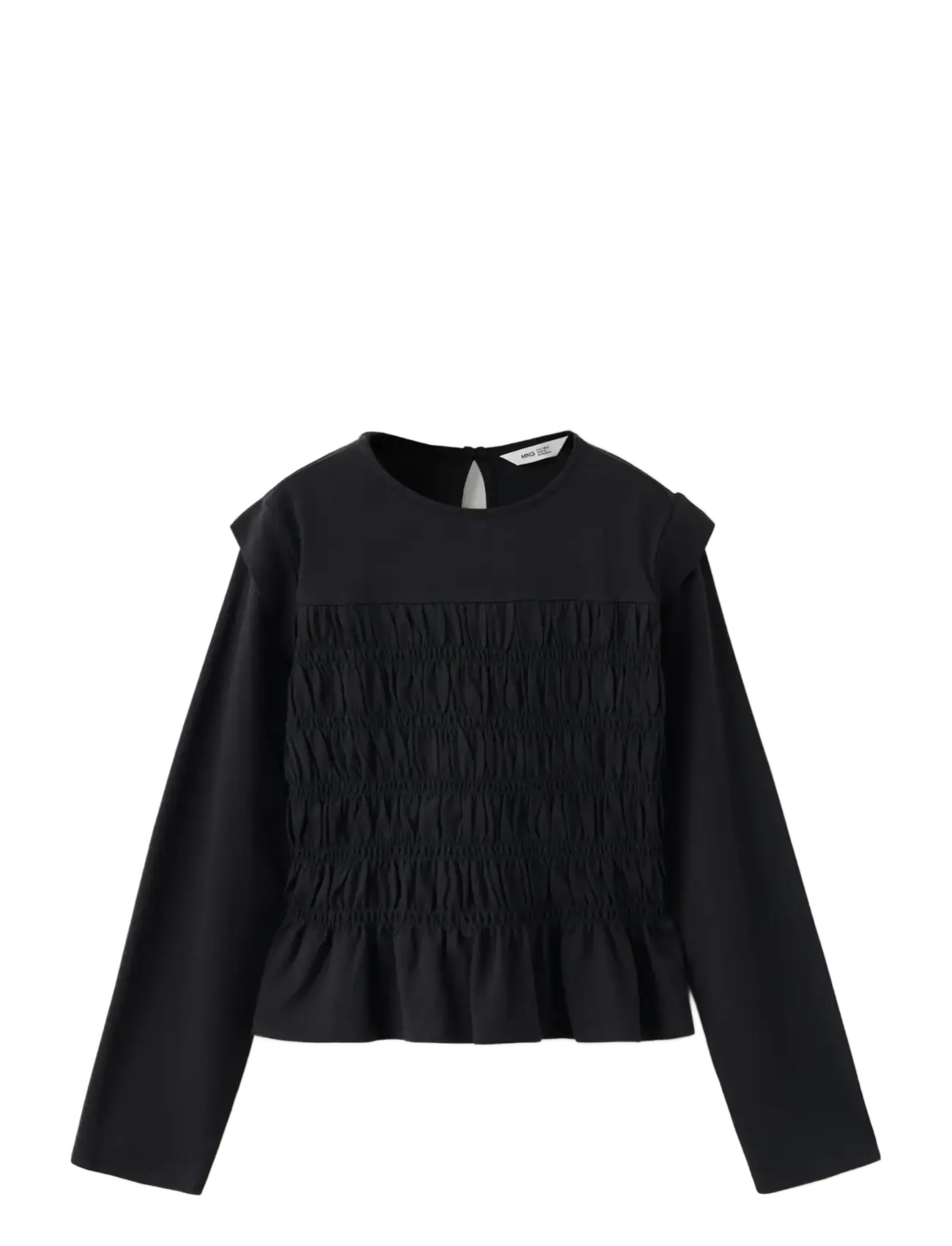 Mango Fitted honeycomb T-shirt - Mango - BLACK / black