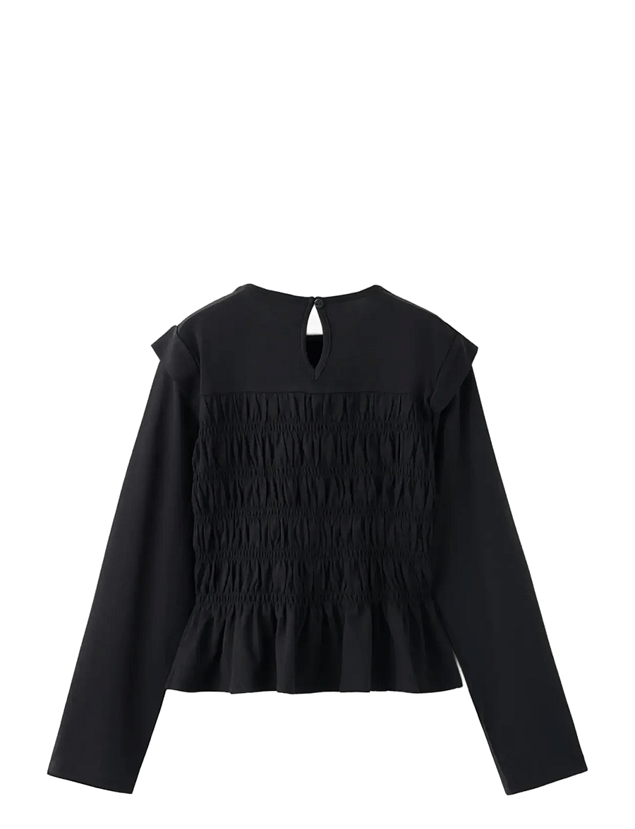 Mango - Fitted honeycomb T-shirt - langærmede t-shirts - black - 1