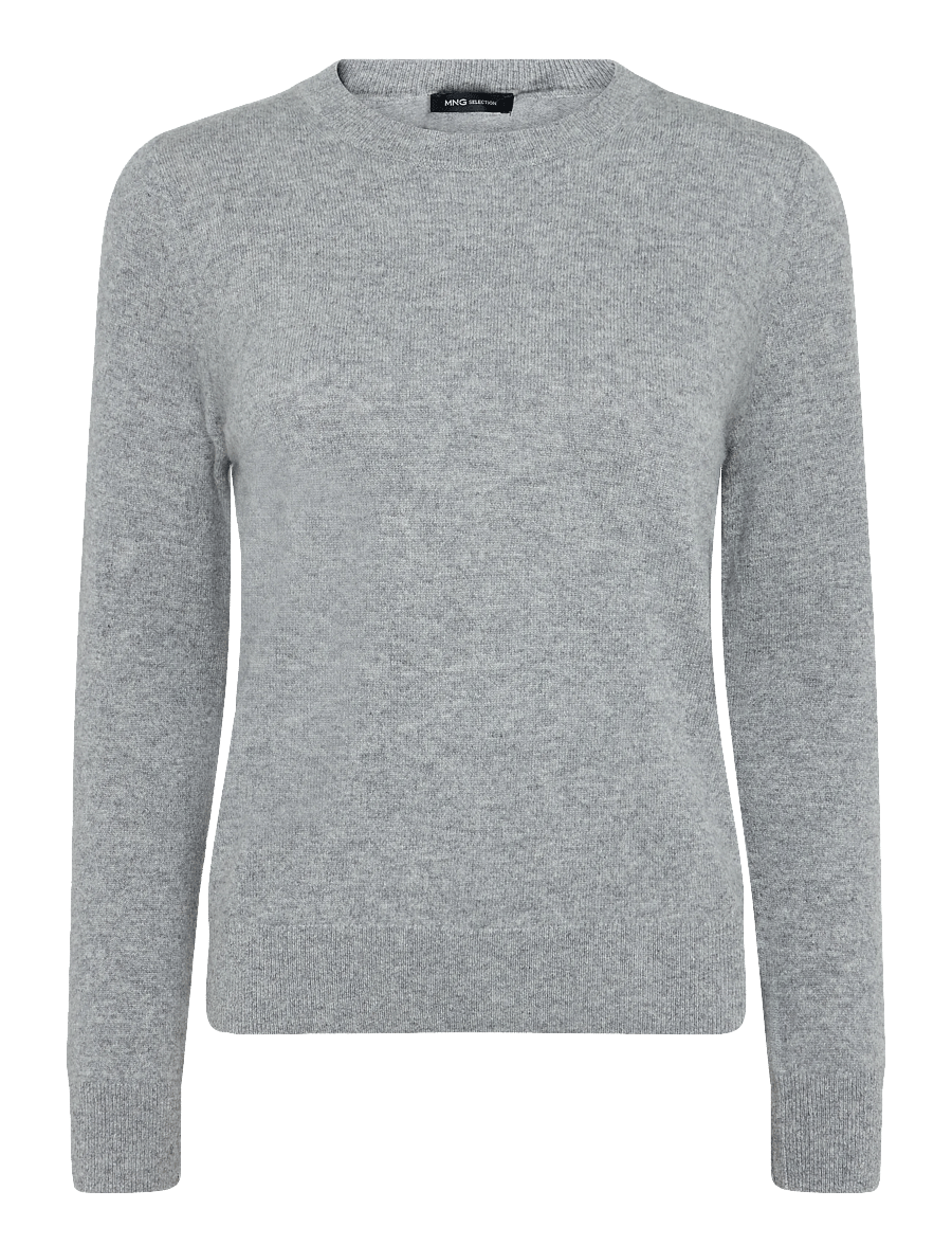 Mango - 100% cashmere round-neck sweater - cashmere - lt pastel grey - 1