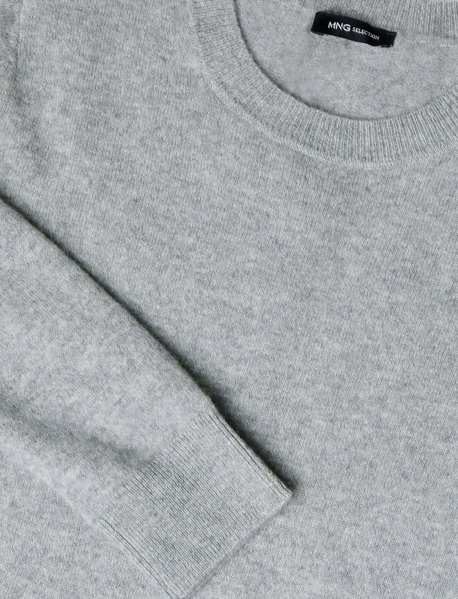 Mango - 100% cashmere round-neck sweater - cashmere - lt pastel grey - 4