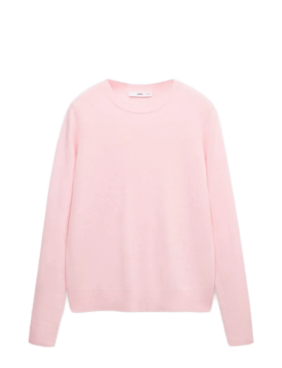 Mango - 100% cashmere round-neck sweater - cashmere - lt-pastel pink - 1