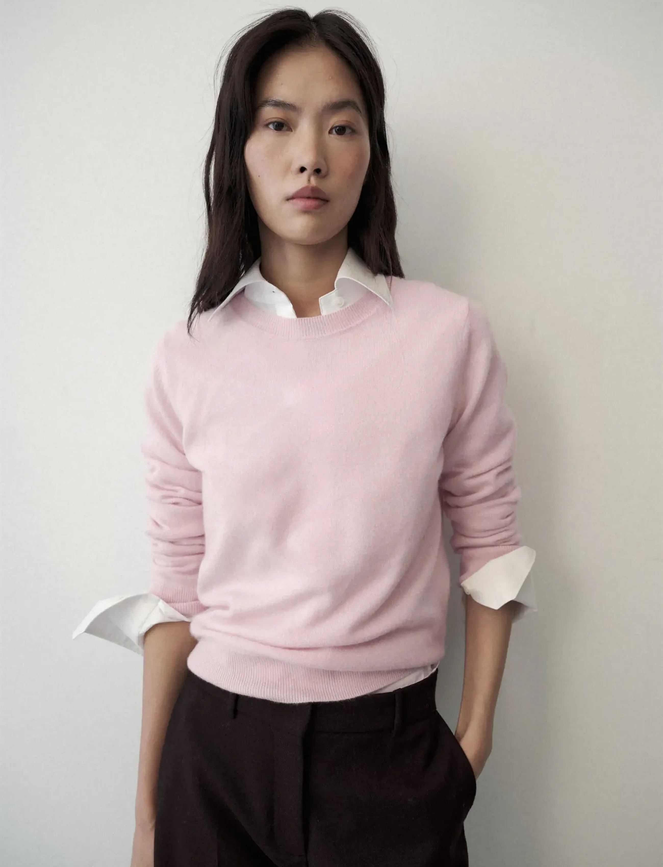 Mango - 100% cashmere round-neck sweater - cashmere - lt-pastel pink - 0