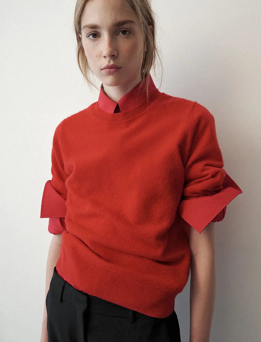 Mango - 100% cashmere round-neck sweater - kashmir - red - 0