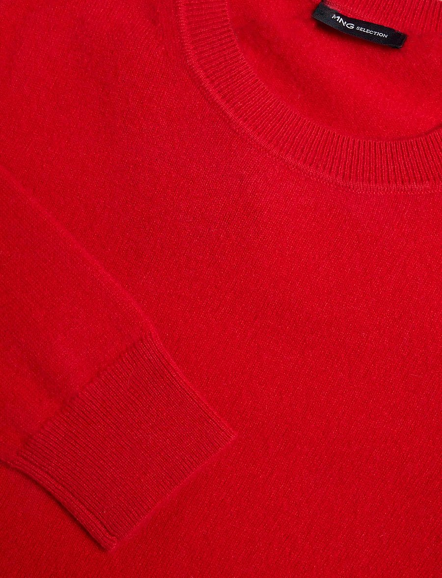 Mango - 100% cashmere round-neck sweater - kashmir - red - 4