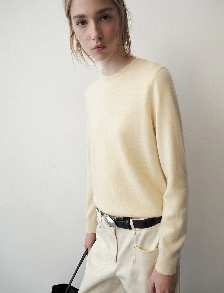 Mango - 100% cashmere round-neck sweater - kashmir - yellow - 0