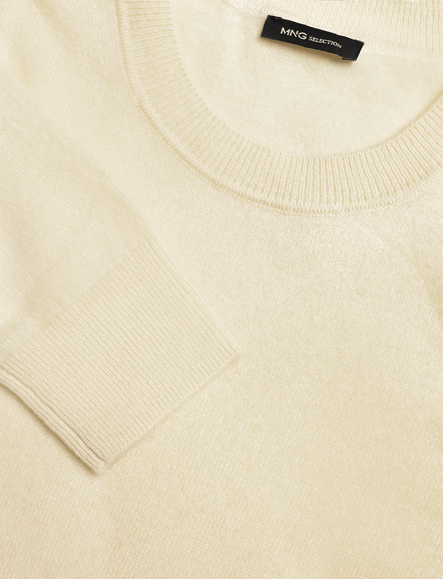 Mango - 100% cashmere round-neck sweater - cashmere - yellow - 4