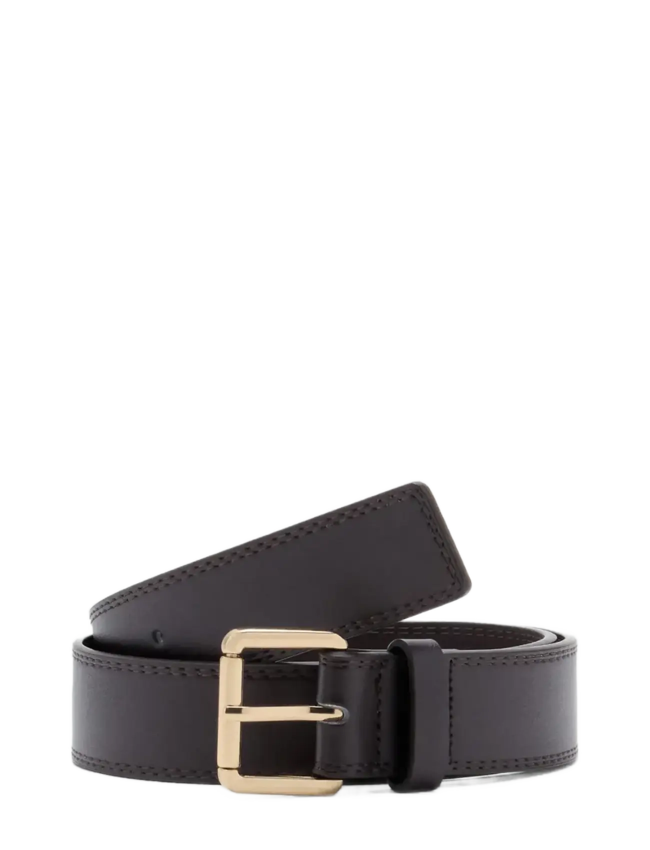 Mango Wide faux leather belt with metal buckle - Gürtel - DARK BROWN / brown