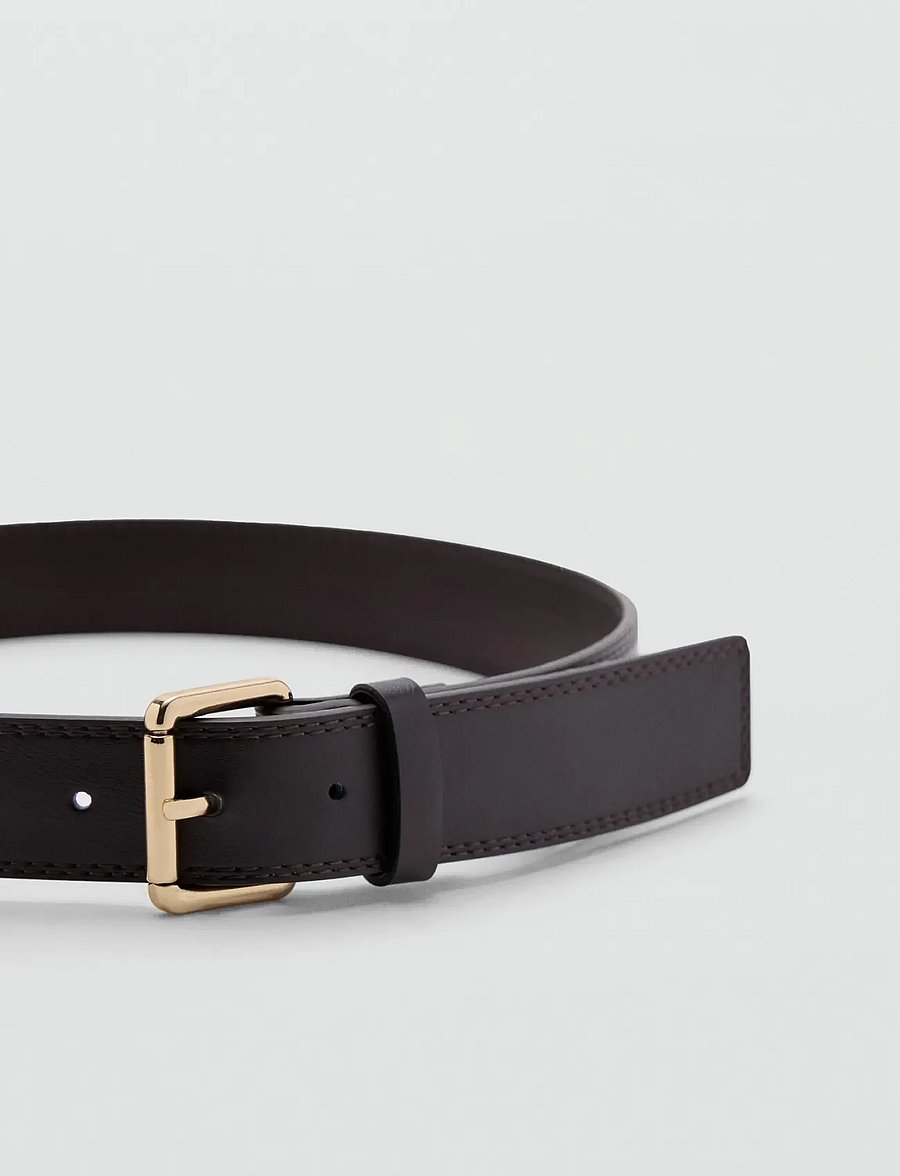 Mango - Wide faux leather belt with metal buckle - taillengürtel - dark brown - 1