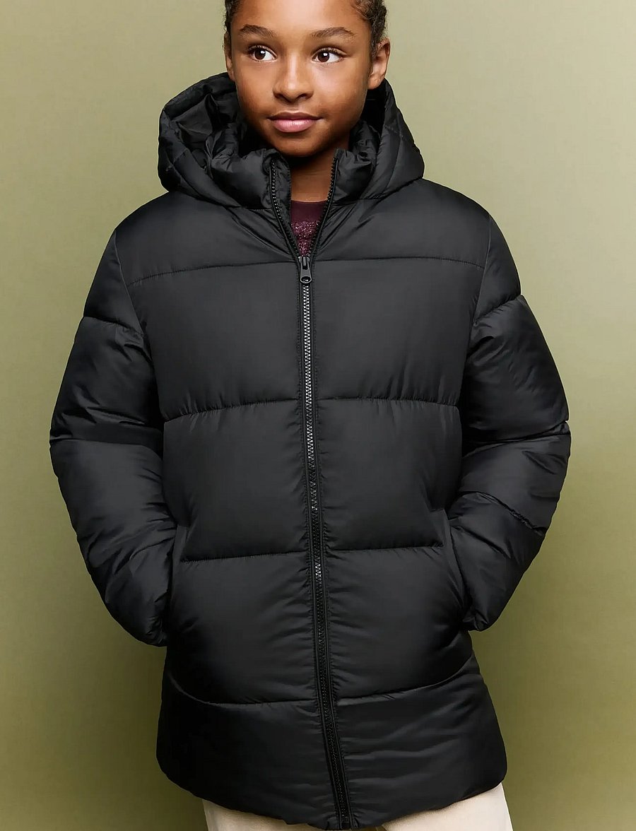 Mango - Long padded anorak with hood - anorakker - black - 0