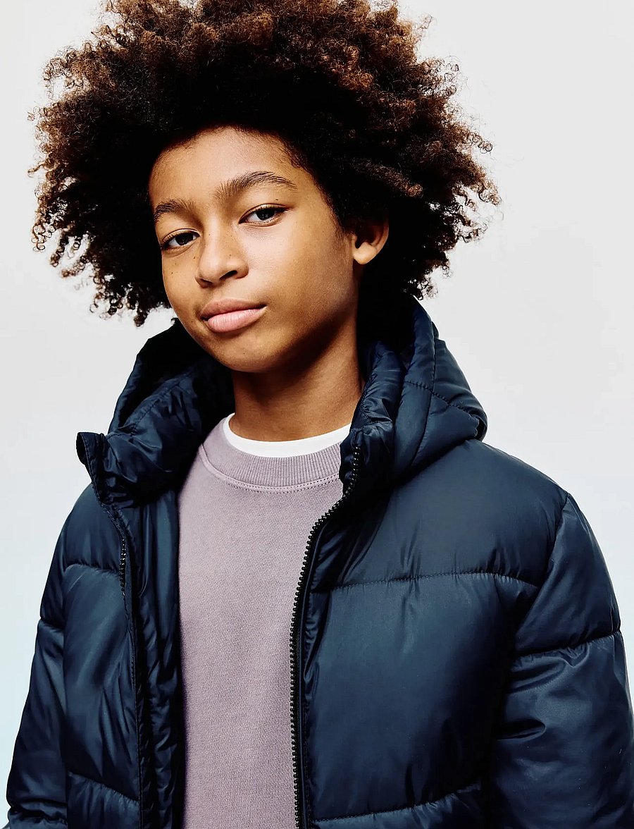 Mango - Long padded anorak with hood - anoraker - navy - 0