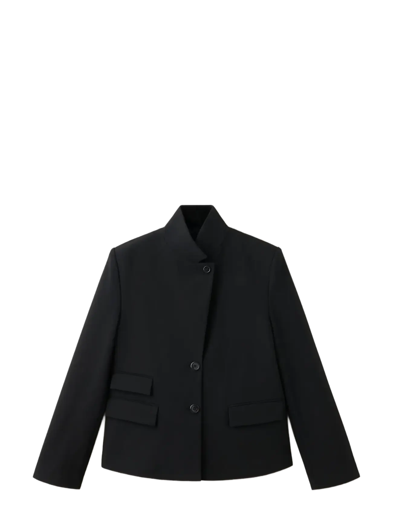 Mango Straight-cut blazer with a stand-up collar - Modetrender - BLACK / black