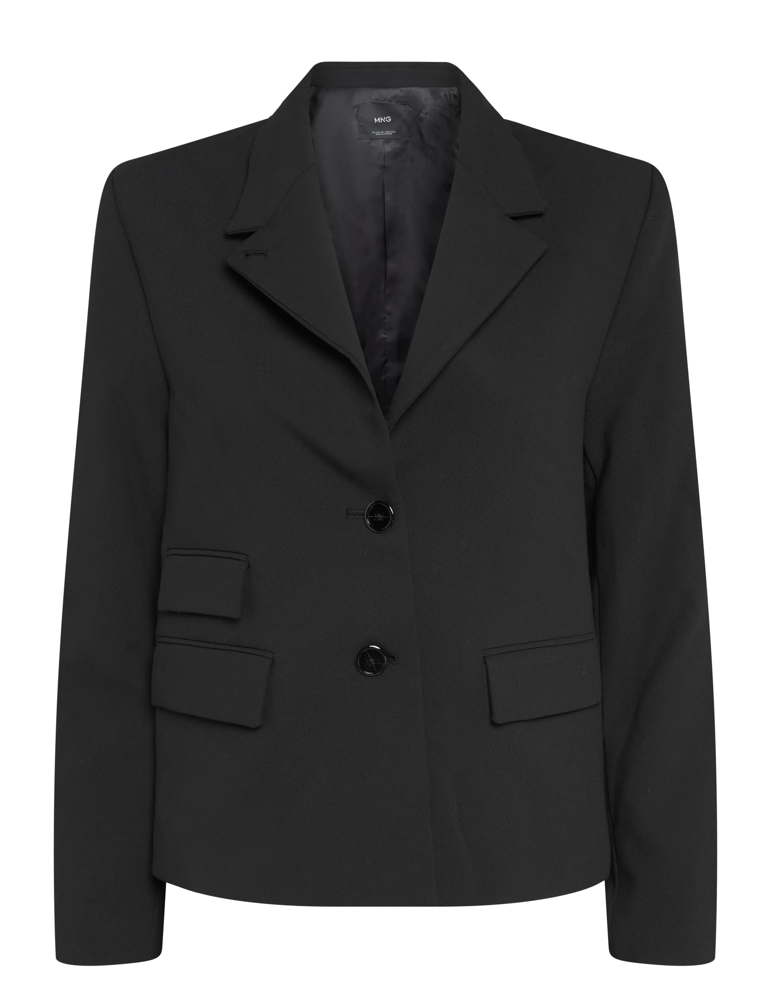 Mango Straight-cut blazer with a stand-up collar - Vardagsstil - BLACK / black