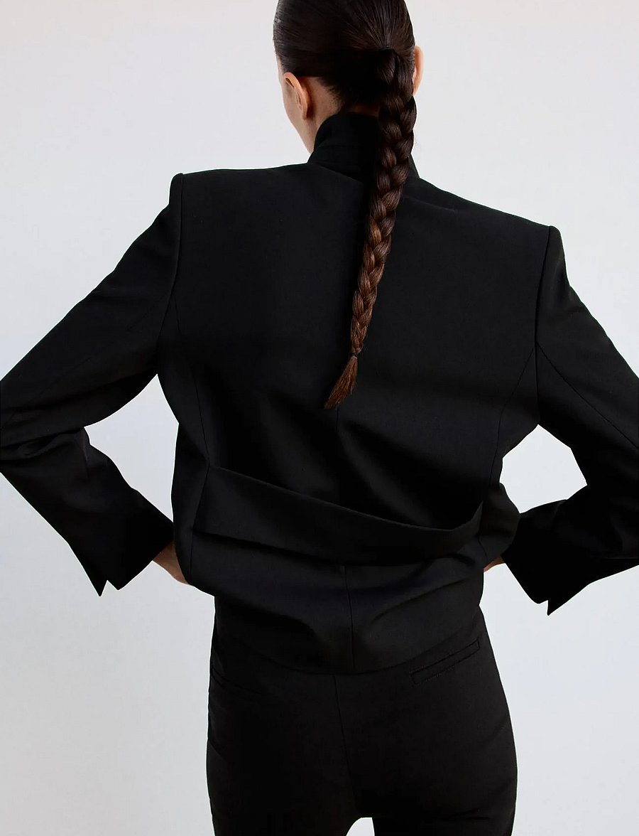 Mango - Straight-cut blazer with a stand-up collar - enkelknäppta kavajer - black - 2