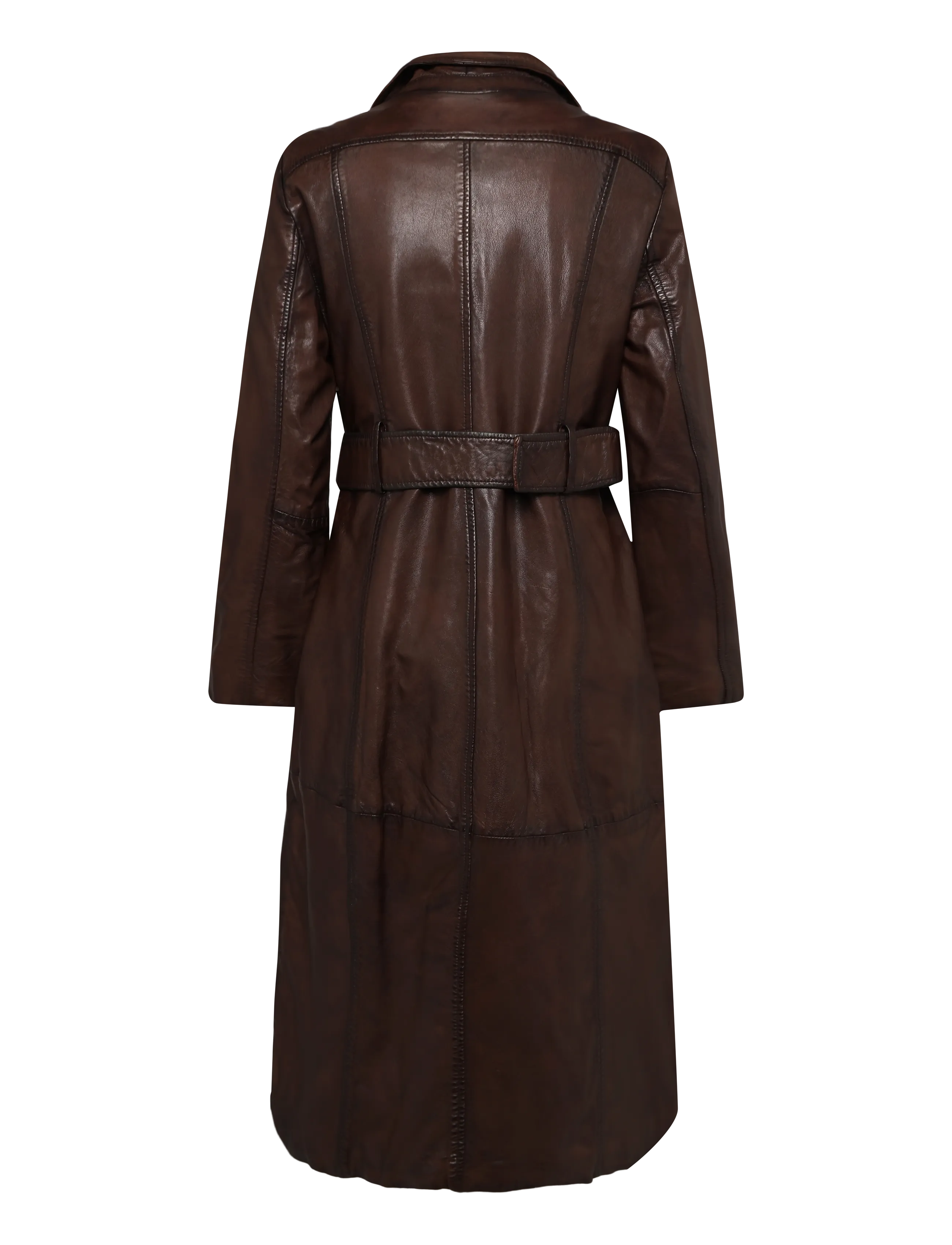 Mango - Leather trench coat with belt - trenchcoats - brown - 1